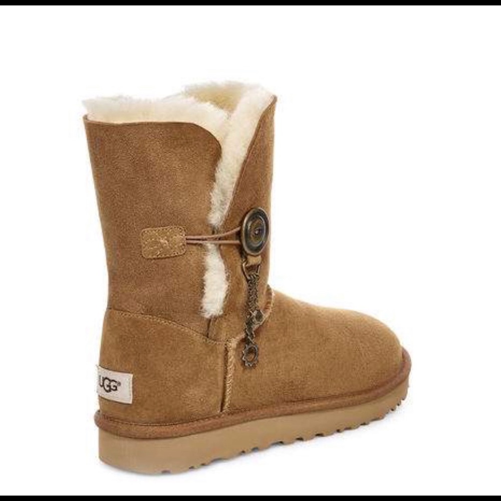 UGG Brown Ankle Boots with Cream Fur - Picture 5 of 7